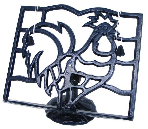 Vintage Cast Iron Book Stand with Rooster Design - Cool for the kitchen (recipe book)
