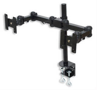Manhattan LCD Pole support 2 monitor double swing arm with heavy duty clamp