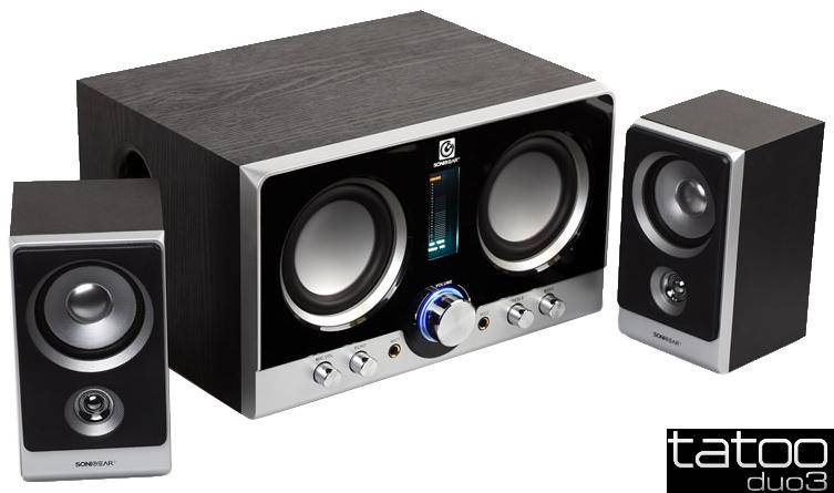 SonicGear Tatoo Duo 3 2.1 Multimedia Speakers, Total Power Output: 45 Watts RMS