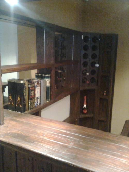 BAR and five bar stools, wine rack and mirrors