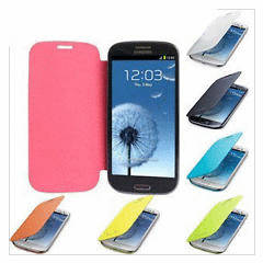 ultrathin flip leather PU case skin with back battery cover for GALAXY S3 I9300/S4 I9500, 6 colors