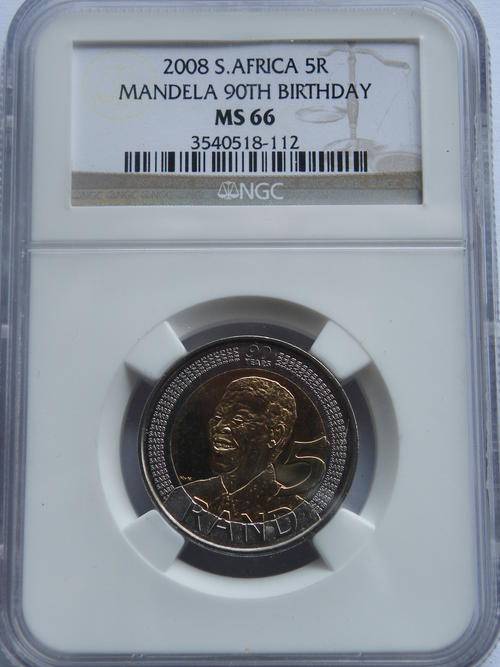 2008 NGC MS66 90th Nelson Mandela Birthday 5Rand