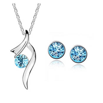 Fashion 18K white gold plated austrian crystal accessories Starlit Night pendant necklace/earrings
