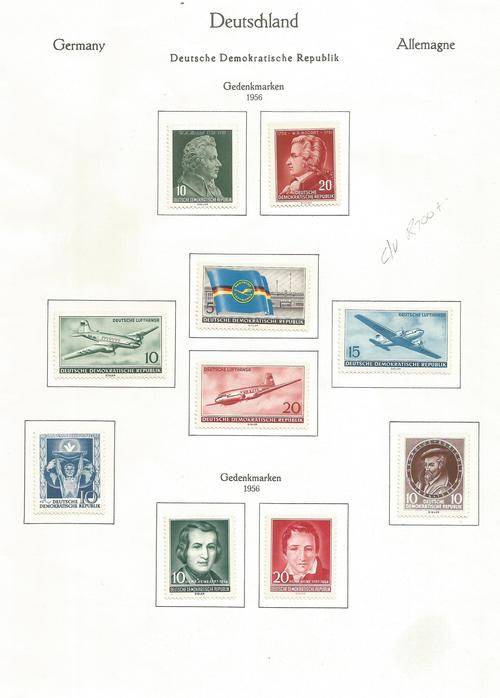 DDR 1956 MINT STAMPS ON PAGE