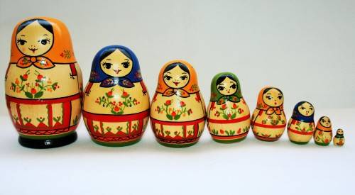 *MATRYOSHKA* WOW ! GENUINE VINTAGE RUSSIAN SET OF 8 NESTING DOLLS! LOOK!!