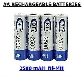 4 x AA 2500 mAh NI-MH RECHARGEABLE BATTERIES