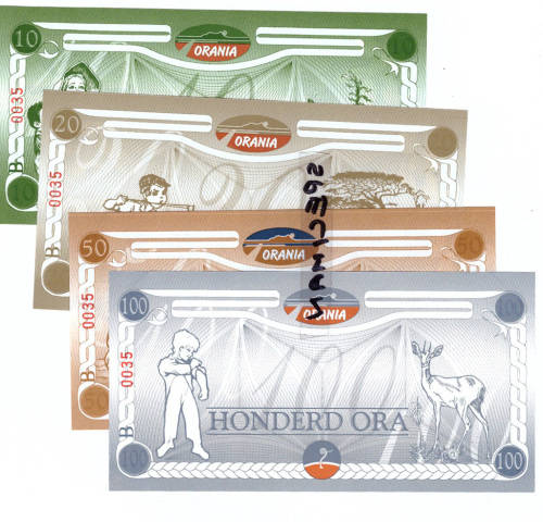 ORANIA ORA "SOUTH AFRICAN" BANK NOTES FULL SET ALL SAME SERIAL NUMBERS