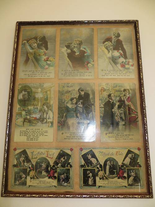 ROMANTIC ORIGINAL DUTCH VICTORIAN FRAMED POSTCARDS....BEAUTIFUL PIECE!!