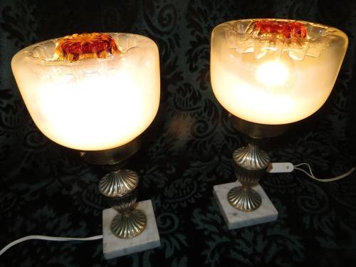 EXQUISITE ITALIAN MADE MARBLE TABLE LAMPS...UNIQUE AND RARE (Murano?)