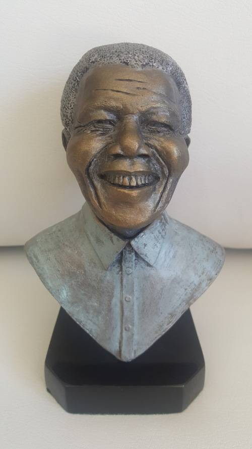 Francois De Wet (SA, born 1951) Bronze Composition, Nelson Mandela, Signed, 20cm