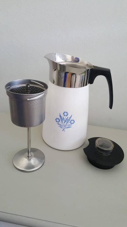 Corning Ware P-149 Country Cornflower Blue 10 Cup Coffee Pot Percolator New