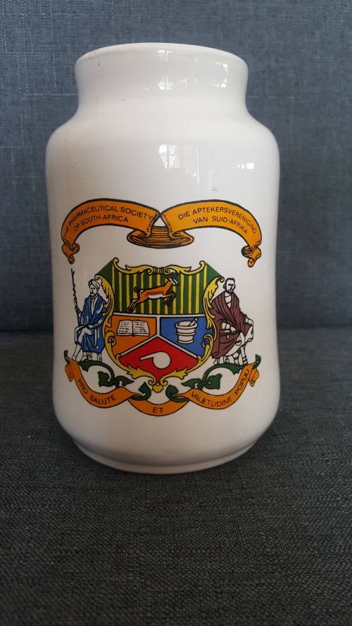 THE MEDICAL PHARMACEUTICAL SOCIETY OF S.A PORCELAIN POT BY ZAALBERG POTTERY