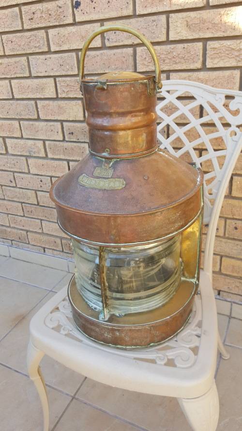 Very Large and Heavy Antique Solid Copper Ship's ENGLAND Masthead Lantern