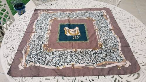 VINTAGE HERMES STYLE SADDLE PRINT SILK SCARF