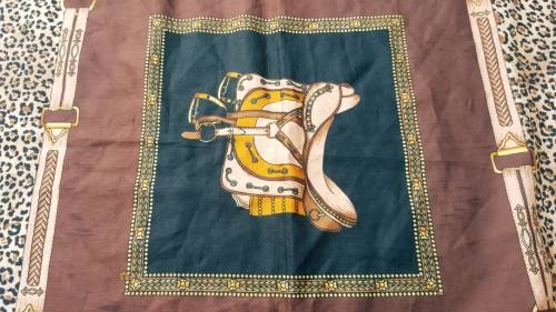 VINTAGE HERMES STYLE SADDLE PRINT SILK SCARF