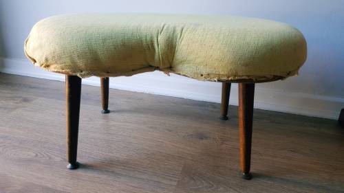 Retro Mid Century Kidney Footstool - Ottoman (Fluffy cover included)