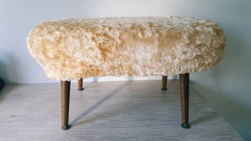 Retro Mid Century Kidney Footstool - Ottoman (Fluffy cover included)