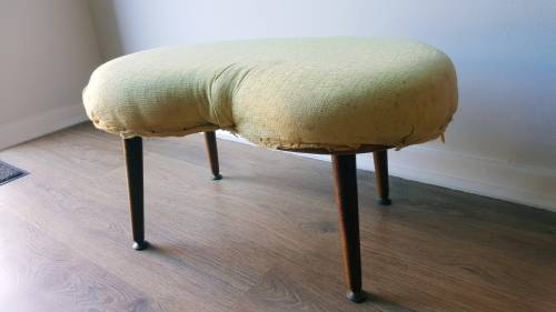 Retro Mid Century Kidney Footstool - Ottoman (Fluffy cover included)