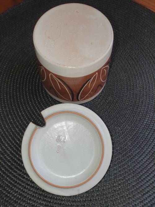 HOGANAS KERAMIK ELDFAST SWEDEN HAND MADE MID-CENTURY MODERN SUGAR BOWL