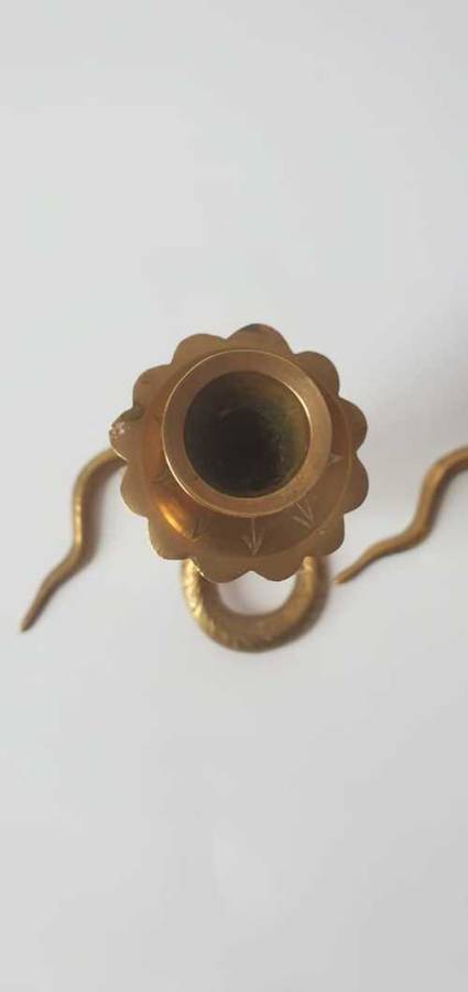 PAIR OF VINTAGE BRASS SERPENT SNAKES COBRA CANDLESTICK HOLDERS