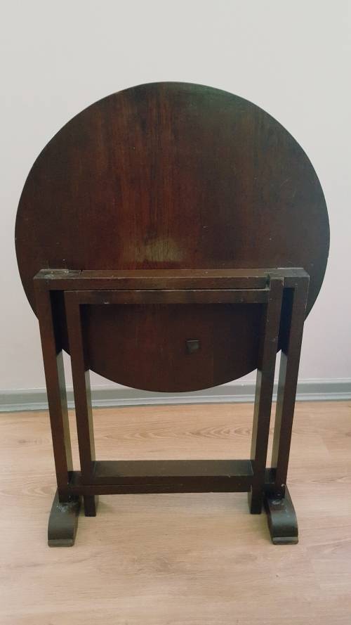 Antique Chinese handcarved wooden folding table (Chinese village/boat scene)