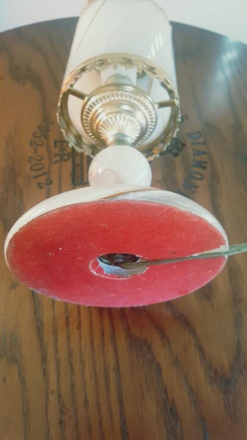 VINTAGE ONYX TABLE LAMP AND LAMPSHADE IS SOLID ONYX