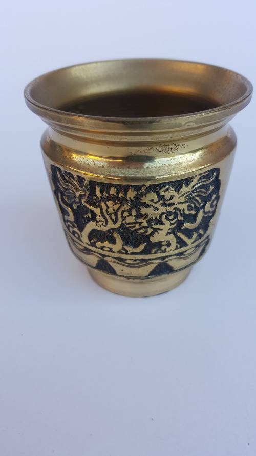 VINTAGE CHINESE CEREMONIAL DRAGON BRASS CUP