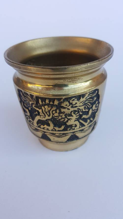 VINTAGE CHINESE CEREMONIAL DRAGON BRASS CUP