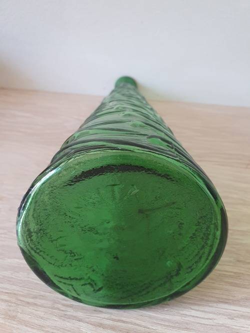 VINTAGE GREEN ITALY GENIE GLASS BOTTLE