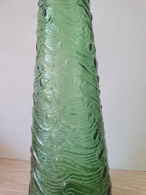 VINTAGE GREEN ITALY GENIE GLASS BOTTLE