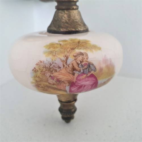 BEAUTIFUL ROMANIC SCENE PORCELAIN AND METAL WALL SCONCE