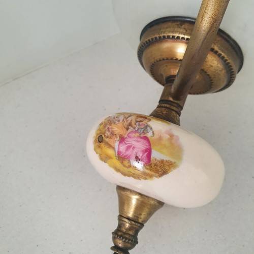BEAUTIFUL ROMANIC SCENE PORCELAIN AND METAL WALL SCONCE