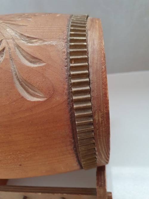 Vintage Wine Wooden Barrel with craved design and stand