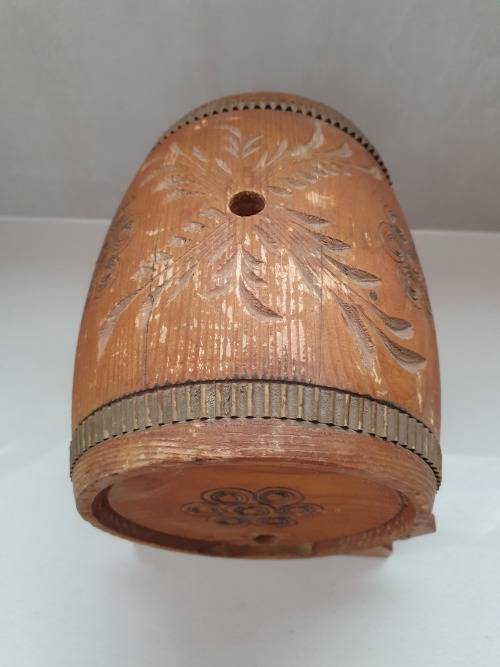 Vintage Wine Wooden Barrel with craved design and stand
