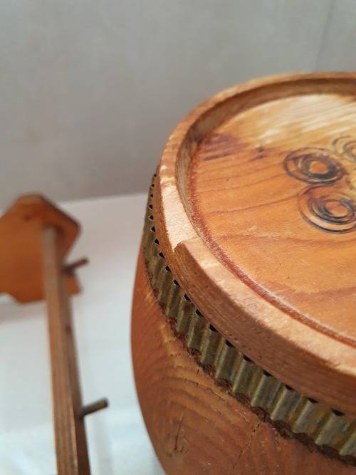 Vintage Wine Wooden Barrel with craved design and stand