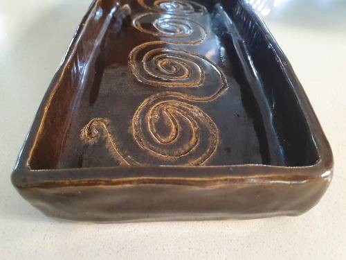 Handmade Vintage Pottery Platter/Plate with swirl patterns (Signed)