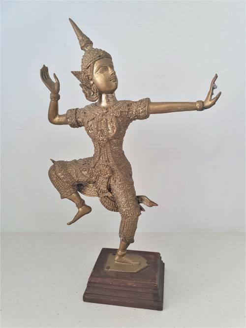 Vintage Solid Brass Detailed Siam Thai Dancer Figurine