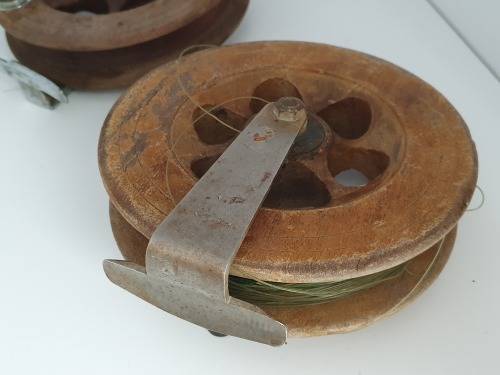Vintage pair of Wooden Fishing Reels