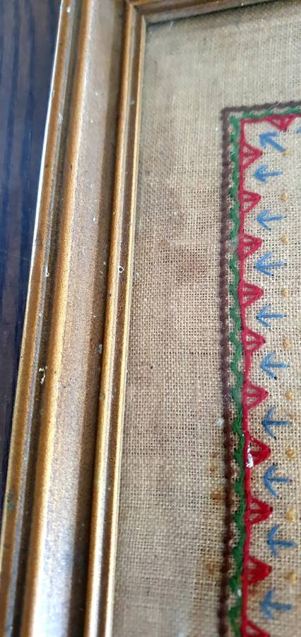 Vintage Queen Elizabeth Coronation 1953 Embroidered Framed Tapestry