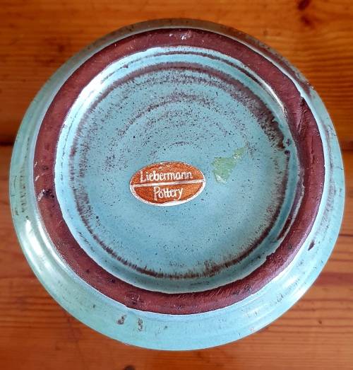 Liebermann Pottery South Africa Turquoise and brown shades of color pot/vase