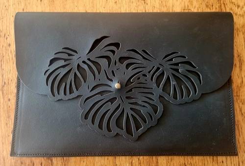 Botanical Genuine Leather Clutch Bag By Fine Leather Goods