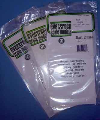 Plain Styrene Sheets 0.50mm Thk (3 Pieces Per Pack) #9020