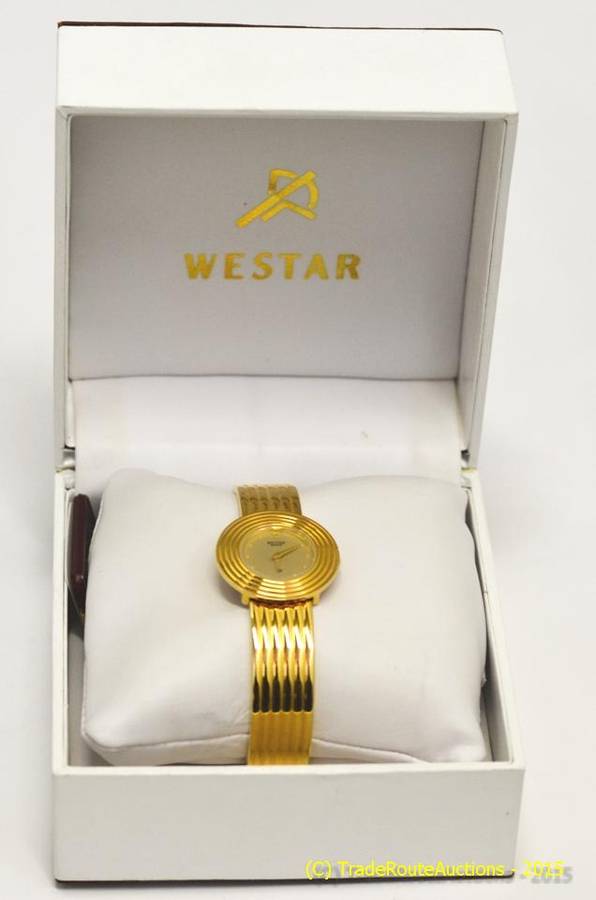 Westar Gold Plated Quartz bangle women's watch - in Box - Demo stock