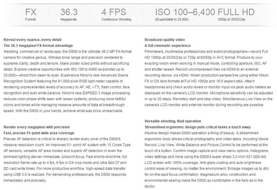 Nikon D800E 36.3MP DSLR Camera Body Only, FX Full Frame F-Mount, D800 E Low Shutter Count : < 9K