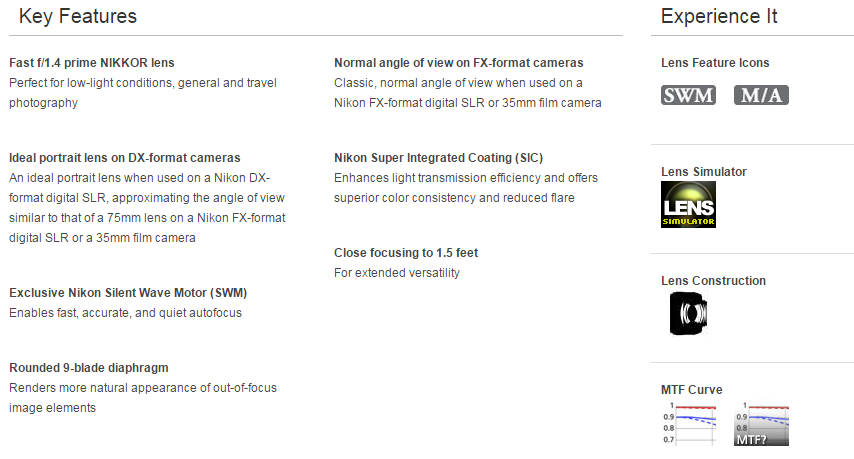 Nikon 50mm f/1.4G Prime AF-S Nikkor PRIME Lens for Nikon Digital SLR Cameras