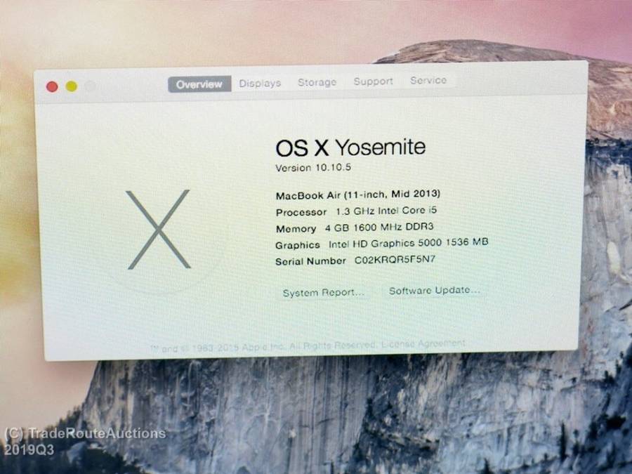 MacBook Air 11.6-inch | Core i5 1.3GHz | 4GB DDR3 RAM | 128GB SSD FLASH - Macbook Air MID 2013