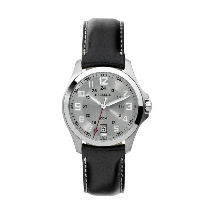 MICHEL HERBELIN CASUAL GENTS QUARTZ WATCH - 12240/12 - DATE - LEATHER STRAP