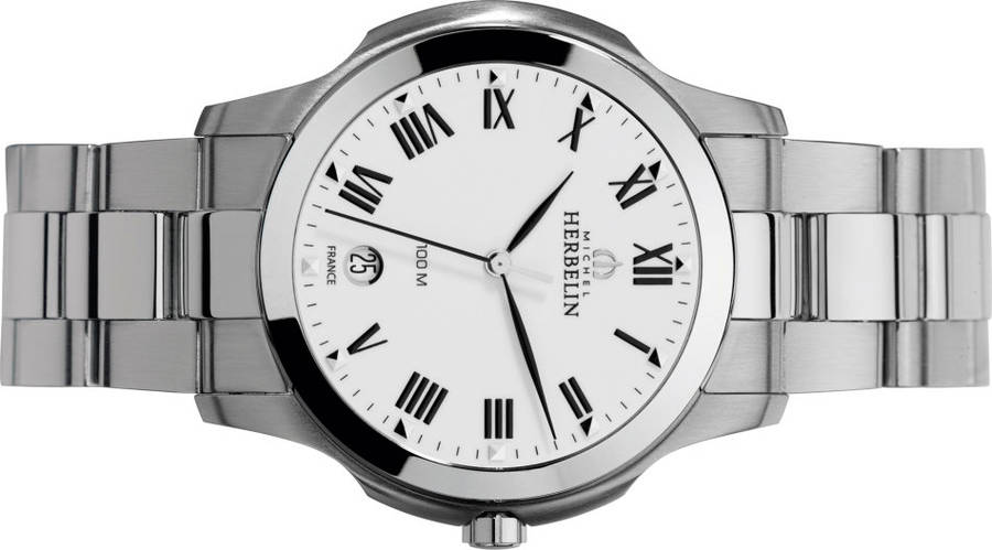 Michel Herbelin Ambassador White Roman Dial S/Steel bracelet Gents watch - 12239/B01