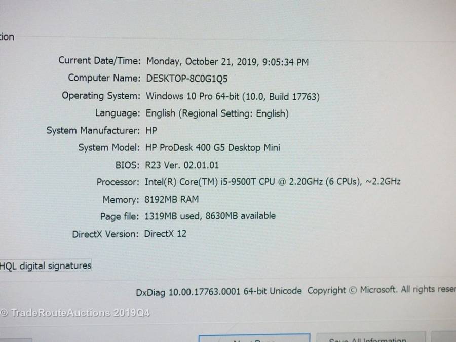 HP Prodesk 400 G5 DM Desktop Mini Computer | Core i5 9500T 9th Gen 2.2Ghz | 8GB RAM | 500GB HDD