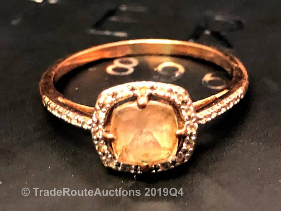 STERNS 9ct Rose Gold ring - White Sapphire & Morganite - Valuation & Invoice included